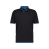 Polo de travail manches courtes coton piqué 220 g/m² Noir/bleu azur – Dassy Orbital