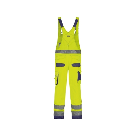 Cotte à bretelles haute visibilité multipoches Cordura Jaune fluo/marine coupe courte – Dassy Malmedy