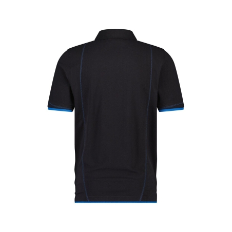 Polo de travail manches courtes coton piqué 220 g/m² Noir/bleu azur – Dassy Orbital