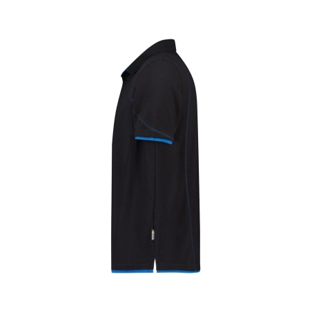 Polo de travail manches courtes coton piqué 220 g/m² Noir/bleu azur – Dassy Orbital