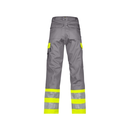 Pantalon haute visibilité multinormes multipoches avec poches genoux Gris graphite/jaune fluo coupe courte – Dassy Lenox