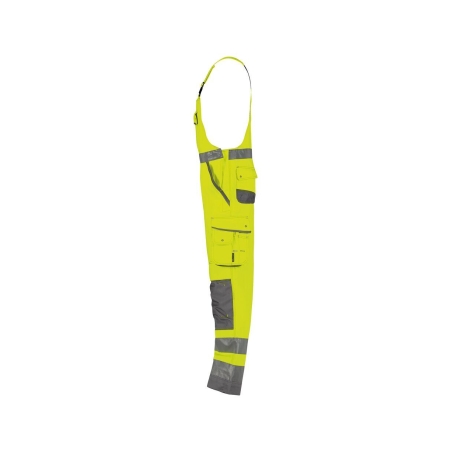 Cotte à bretelles haute visibilité multipoches Cordura Jaune fluo/gris ciment – Dassy Malmedy