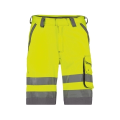 Bermuda de travail haute visibilité multipoches Cordura Jaune fluo/gris ciment – Dassy Lucca