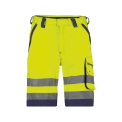 Bermuda de travail haute visibilité multipoches Cordura Jaune fluo/marine – Dassy Lucca