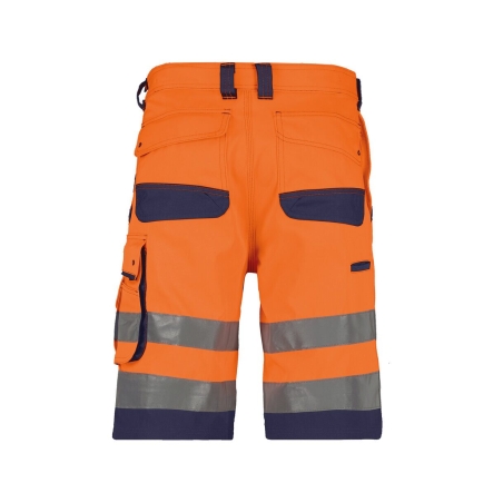 Bermuda de travail haute visibilité multipoches Cordura Orange fluo/marine – Dassy Lucca