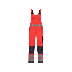 Cotte à bretelles haute visibilité multipoches Cordura Rouge fluo/gris ciment – Dassy Malmedy