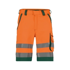 Bermuda de travail haute visibilité multipoches Cordura Vert/orange fluo – Dassy Lucca