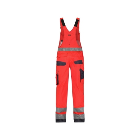 Cotte à bretelles haute visibilité multipoches Cordura Rouge fluo/gris ciment – Dassy Malmedy
