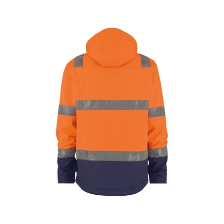 Veste softshell haute visibilité triple couche capuche amovible Orange fluo/marine – Dassy Malaga