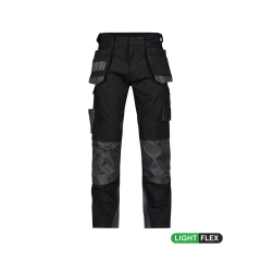 Pantalon de travail stretch multipoches avec genoux Cordura Noir/gris anthracite coupe longue – Dassy Magnetic