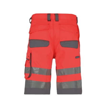Bermuda de travail haute visibilité multipoches Cordura Rouge fluo/gris ciment – Dassy Lucca
