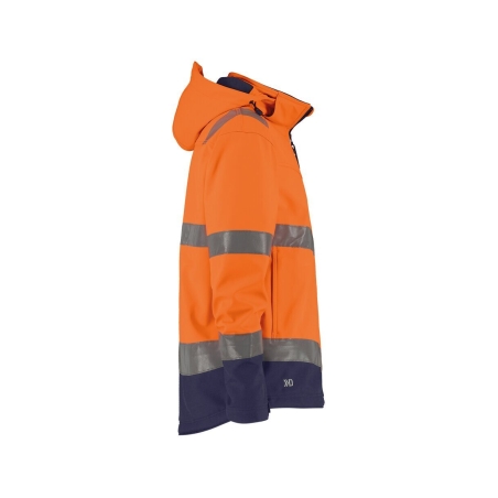 Veste softshell haute visibilité triple couche capuche amovible Orange fluo/marine – Dassy Malaga