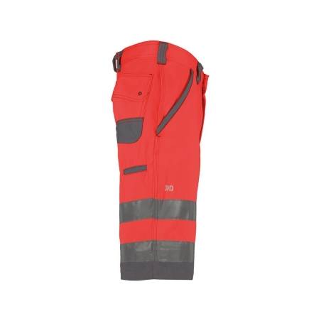 Bermuda de travail haute visibilité multipoches Cordura Rouge fluo/gris ciment – Dassy Lucca