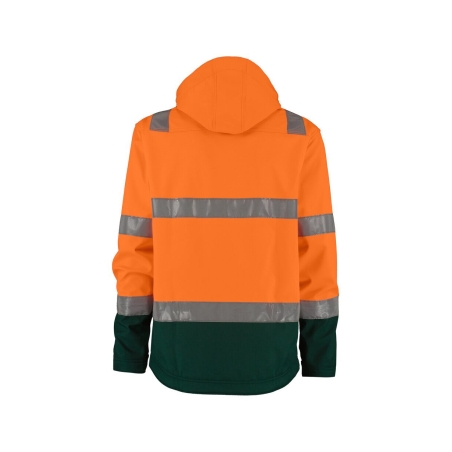 Veste softshell haute visibilité triple couche capuche amovible Orange fluo/vert – Dassy Malaga