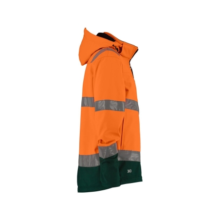 Veste softshell haute visibilité triple couche capuche amovible Orange fluo/vert – Dassy Malaga