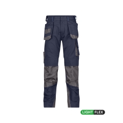 Pantalon de travail stretch multipoches avec genoux Cordura Bleu nuit/gris anthracite coupe courte – Dassy Magnetic
