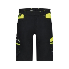 Bermuda de travail stretch multipoches femme coupe ajustée Noir/jaune fluo – Dassy Manilla Women