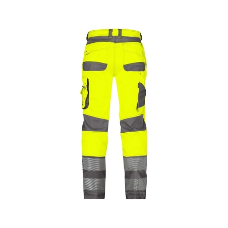 Pantalon haute visibilité stretch multipoches classe 2 Jaune fluo/gris ciment coupe courte – Dassy Minnesota