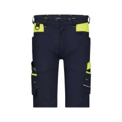 Bermuda de travail stretch multipoches coupe ajustée Noir/jaune fluo – Dassy Manilla
