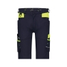 Bermuda de travail stretch multipoches coupe ajustée Noir/jaune fluo – Dassy Manilla