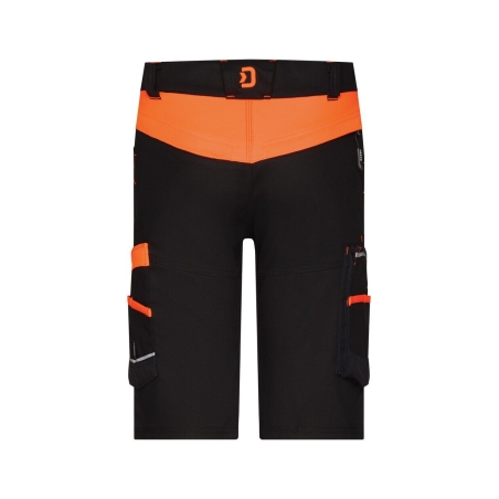 Bermuda de travail stretch multipoches coupe ajustée Noir/orange – Dassy Manilla
