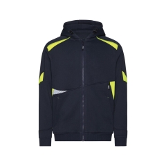 Sweat-shirt à capuche zippé haute visibilité 290 g/m² Marine/jaune – Dassy Santos