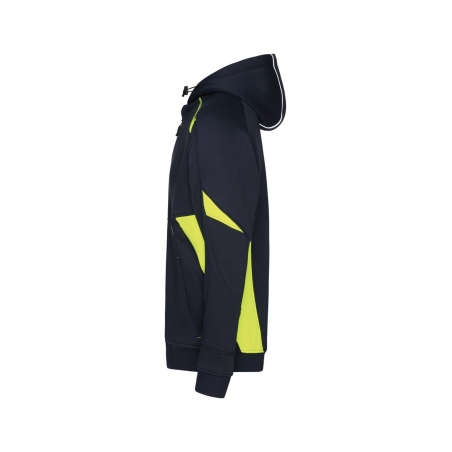 Sweat-shirt à capuche zippé haute visibilité 290 g/m² Marine/jaune – Dassy Santos