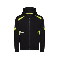 Sweat à capuche zippé haute visibilité COPES 80 multipoches Noir/jaune – Dassy Santos