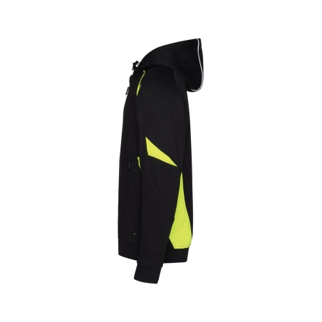 Sweat à capuche zippé haute visibilité COPES 80 multipoches Noir/jaune – Dassy Santos