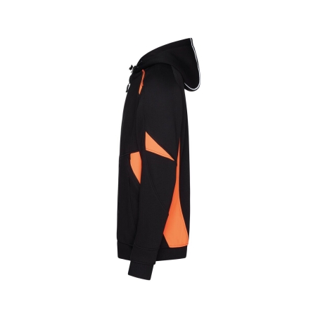 Sweat zippé à capuche double couche bandes réfléchissantes Noir/orange – Dassy Santos