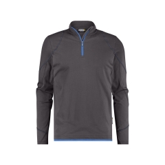 T-shirt manches longues col rond stretch coton élasthanne Gris anthracite/bleu azur – Dassy Sonic