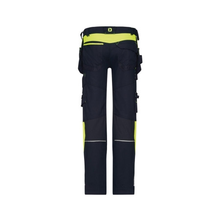 Pantalon de travail stretch multipoches avec poches genoux Noir/jaune fluo coupe longue – Dassy Shanghai