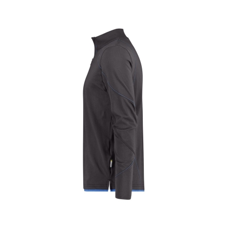 T-shirt manches longues col rond stretch coton élasthanne Gris anthracite/bleu azur – Dassy Sonic