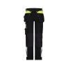 Pantalon de travail stretch multipoches avec poches genoux Noir/jaune fluo coupe courte – Dassy Shanghai