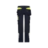 Pantalon de travail stretch multipoches avec poches genoux Bleu nuit/jaune fluo – Dassy Shanghai