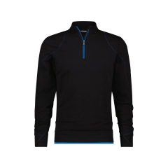 T-shirt manches longues col rond stretch coton élasthanne Noir/bleu azur – Dassy Sonic