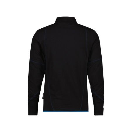 T-shirt manches longues col rond stretch coton élasthanne Noir/bleu azur – Dassy Sonic