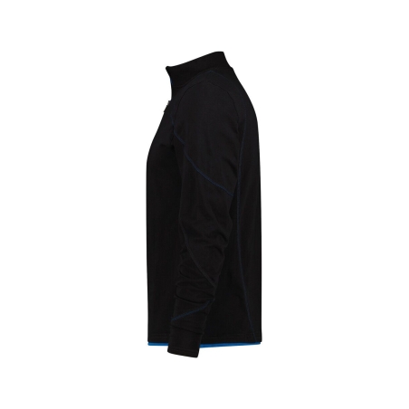 T-shirt manches longues col rond stretch coton élasthanne Noir/bleu azur – Dassy Sonic