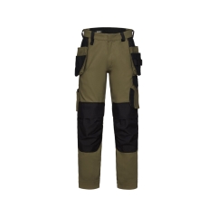 Pantalon de travail multipoches avec genouillères ajustables Kaki/noir coupe longue – Dassy Rossi