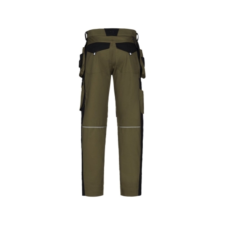 Pantalon de travail multipoches avec genouillères ajustables Kaki/noir coupe longue – Dassy Rossi