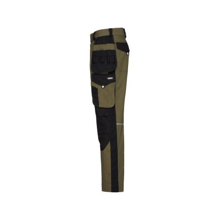 Pantalon de travail multipoches avec genouillères ajustables Kaki/noir coupe longue – Dassy Rossi