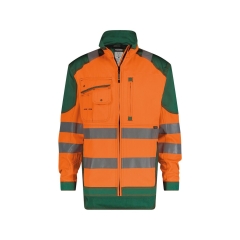 Veste de travail haute visibilité multipoches classe 3 Orange fluo/vert – Dassy Orlando