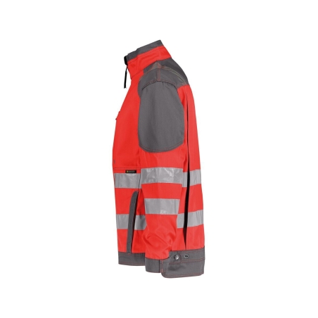 Veste de travail haute visibilité multipoches classe 3 Rouge fluo/gris ciment – Dassy Orlando