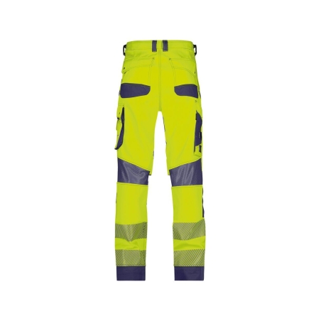 Pantalon été haute visibilité multipoches avec poches genoux Cordura Jaune fluo/marine coupe longue – Dassy Odessa