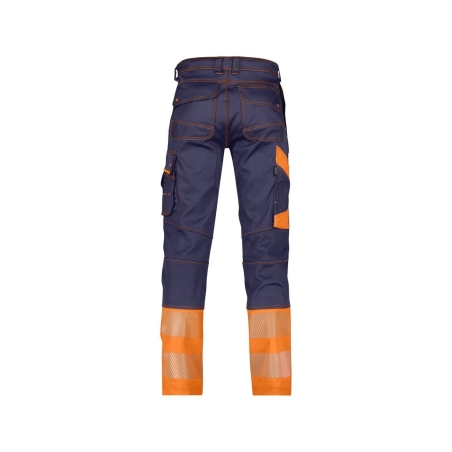Pantalon stretch haute visibilité multipoches EN ISO 20471 classe 1 Marine/orange fluo coupe longue – Dassy Princeton