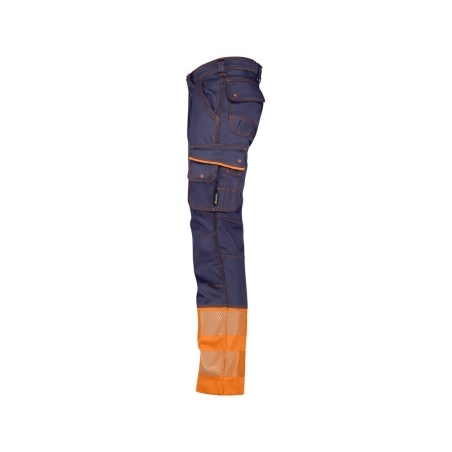 Pantalon stretch haute visibilité multipoches EN ISO 20471 classe 1 Marine/orange fluo coupe longue – Dassy Princeton
