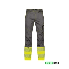 Pantalon stretch haute visibilité multipoches EN ISO 20471 classe 1 Gris ciment/jaune fluo coupe courte – Dassy Princeton