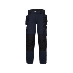 Pantalon de travail multipoches avec genouillères ajustables Marine/noir coupe courte – Dassy Rossi