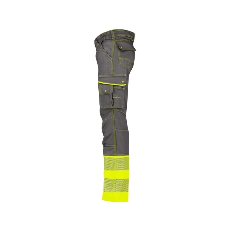 Pantalon stretch haute visibilité multipoches EN ISO 20471 classe 1 Gris ciment/jaune fluo coupe courte – Dassy Princeton