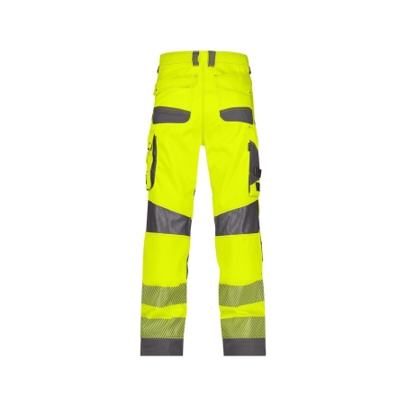 Pantalon été haute visibilité multipoches avec poches genoux Cordura Jaune fluo/gris ciment coupe courte – Dassy Odessa